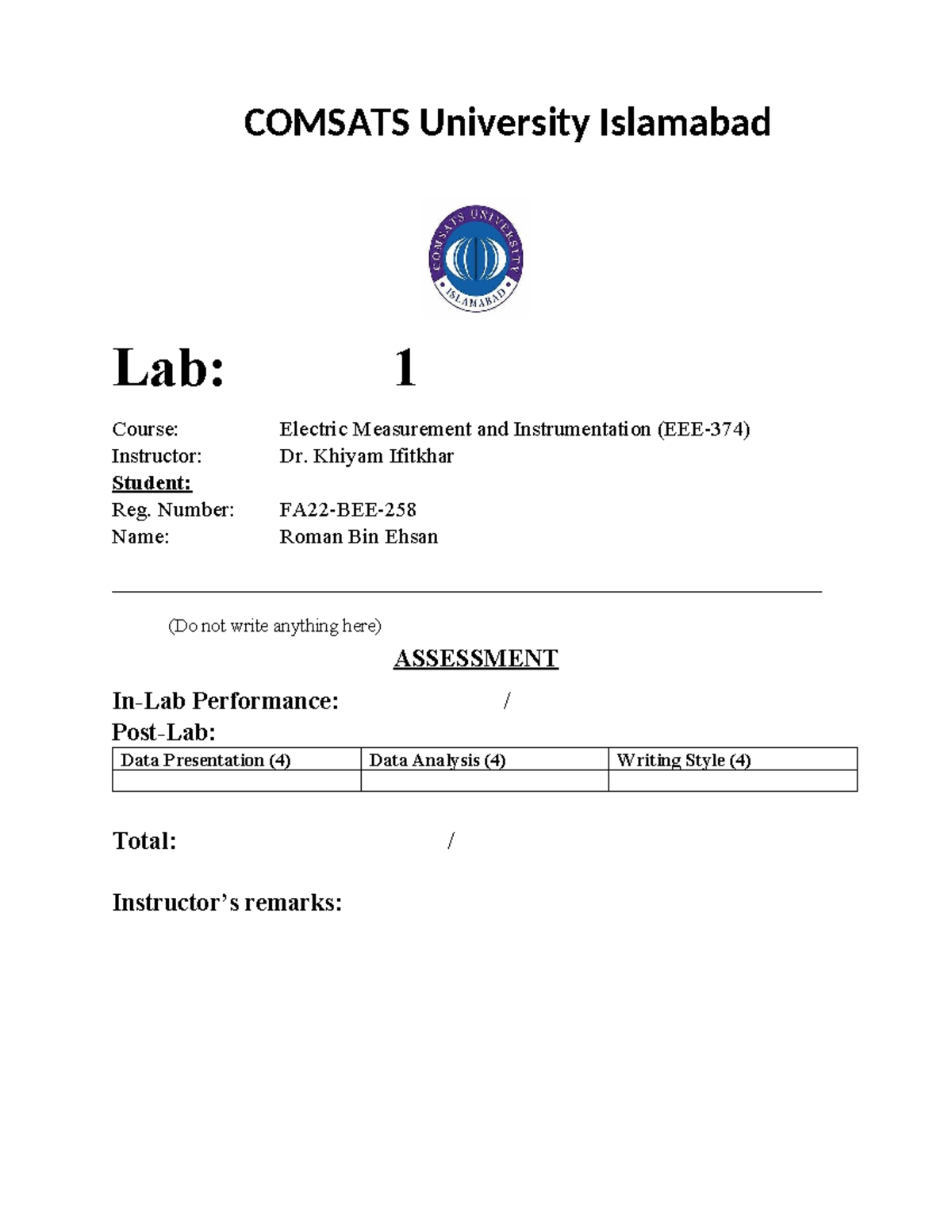 Lab Familiarization With Laboratory Equipment And Study Of Instruments And Their Lab