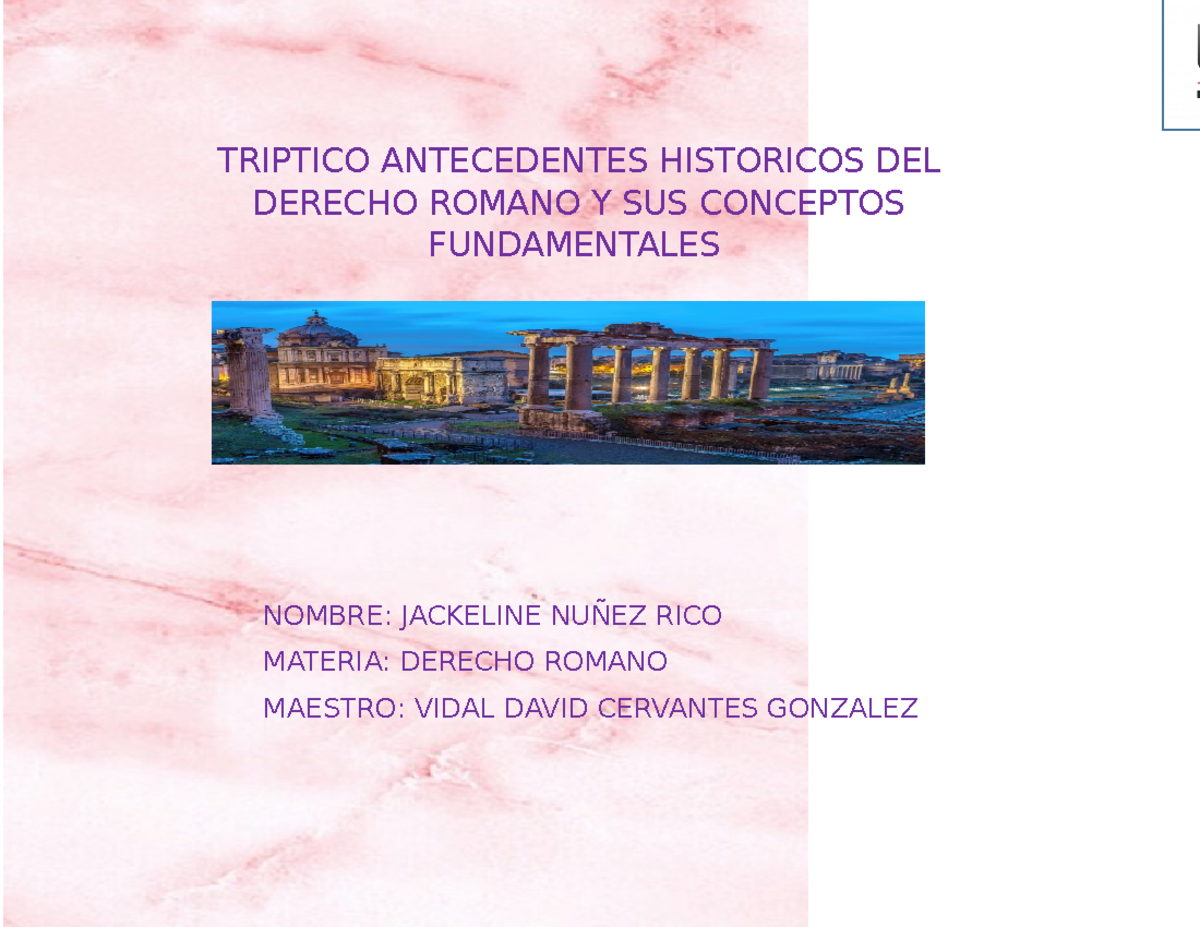 Triptico Derecho Romano Triptico Antecedentes Historicos Del Derecho Romano Y Sus Conceptos