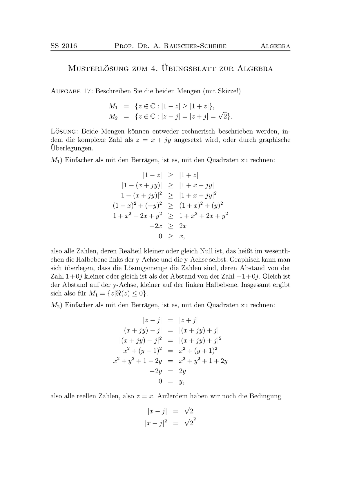 Uebungsblatt 04 Mit Loesungen - Musterlosung Zum 4. ̈ Ubungsblatt Zur ...