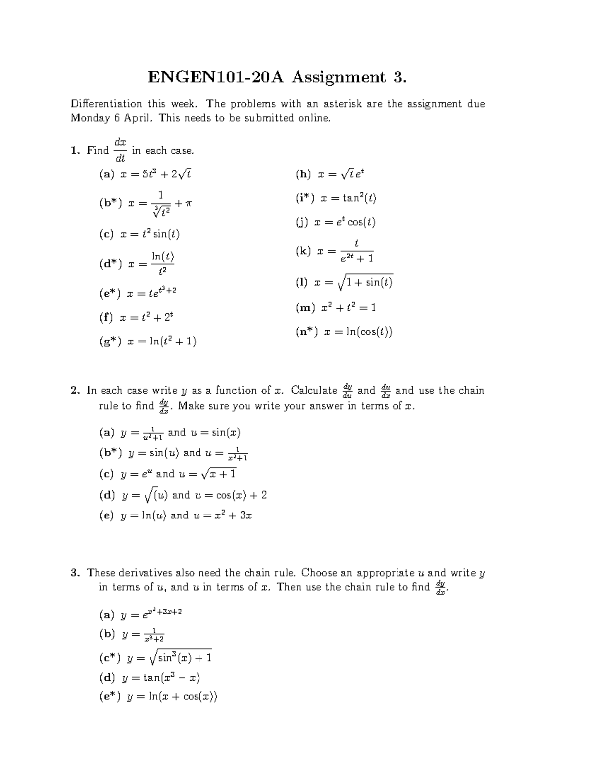 Engen101 20a Assignment 3 Questions Studocu