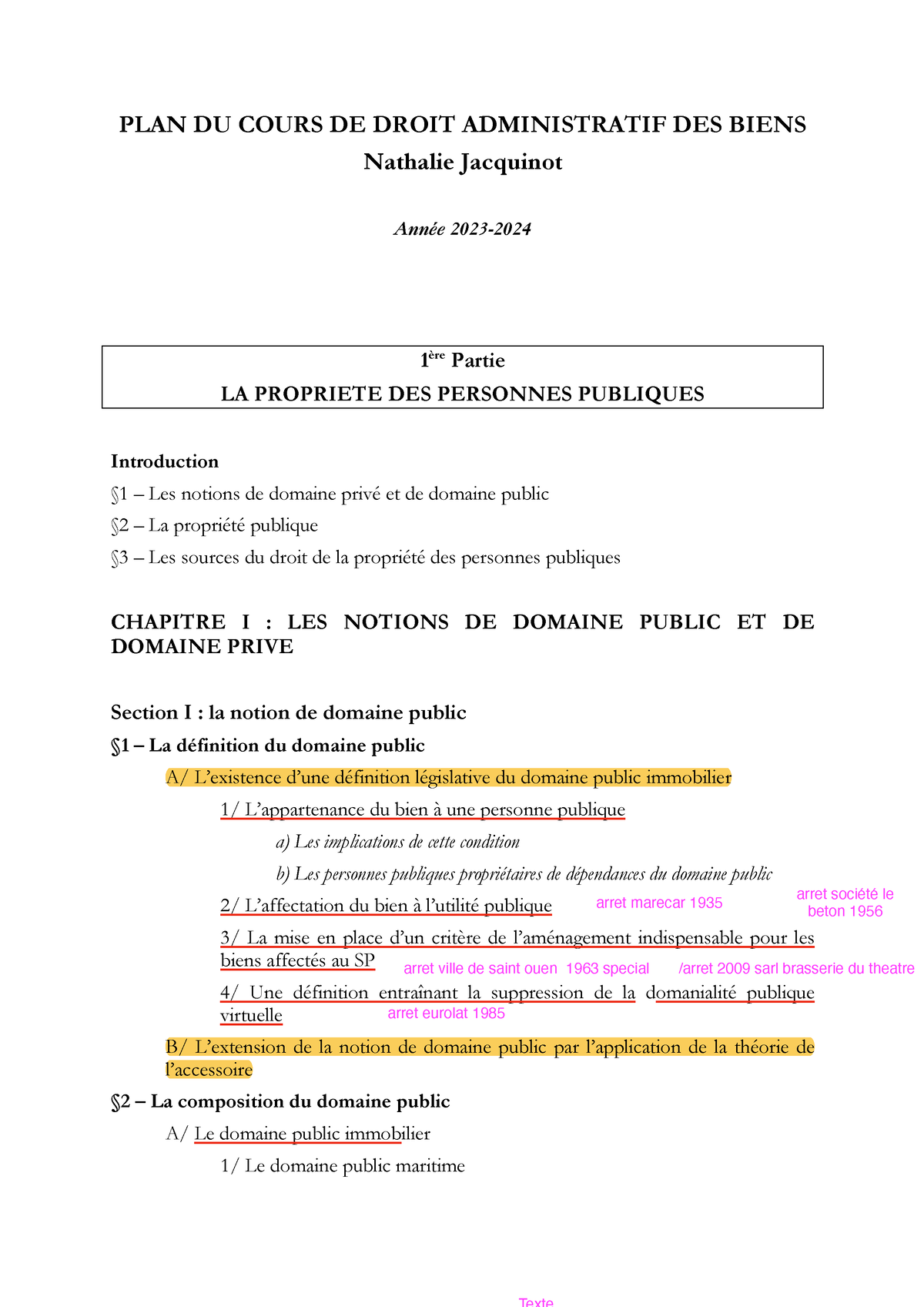 PLAN DU Cours DE Droit Administratif DES Biens - PLAN DU COURS DE DROIT ...