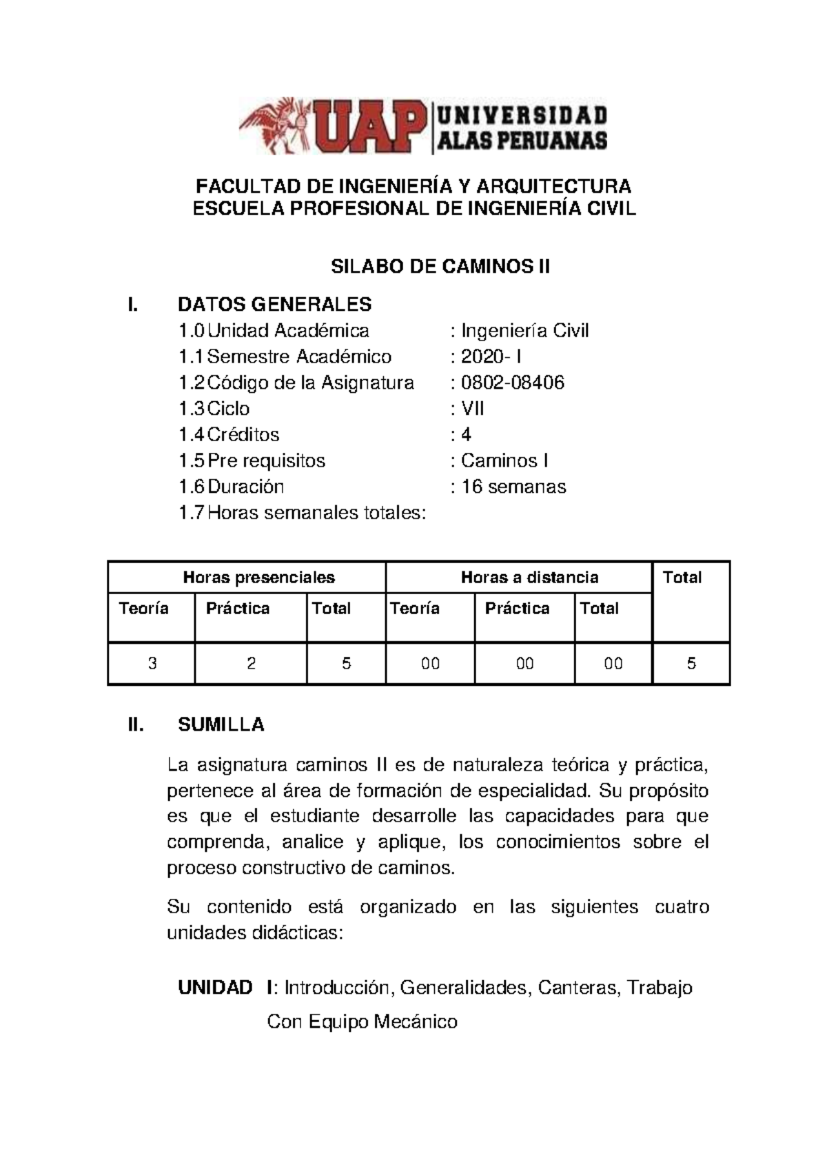 Silabus - FACULTAD DE INGENIERÍA Y ARQUITECTURA ESCUELA PROFESIONAL DE ...