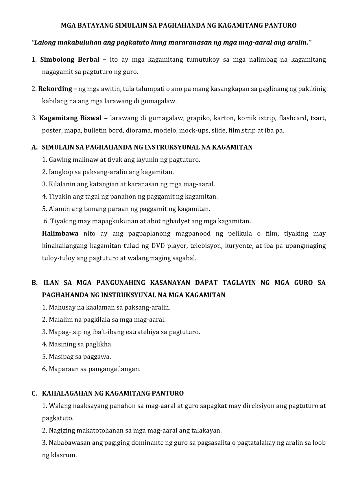 FIL15-Detalyadong-Lektyur - MGA BATAYANG SIMULAIN SA PAGHAHANDA NG ...