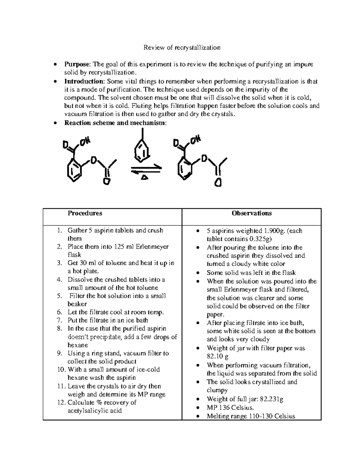 Review Of Recrystallization - Review Of Recrystallization Purpose : The ...