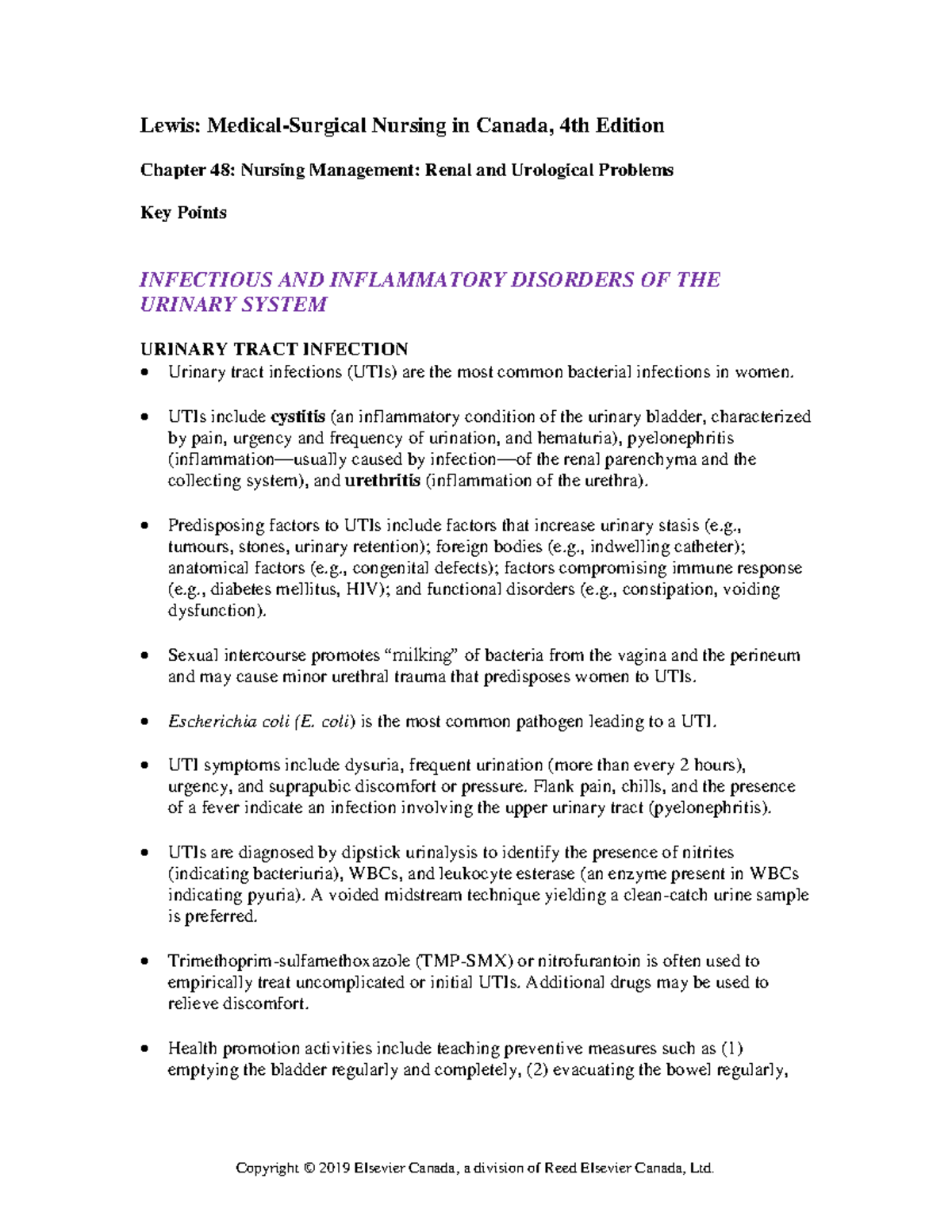 GU Disorders - GU disorder notes - Lewis: Medical-Surgical Nursing in ...