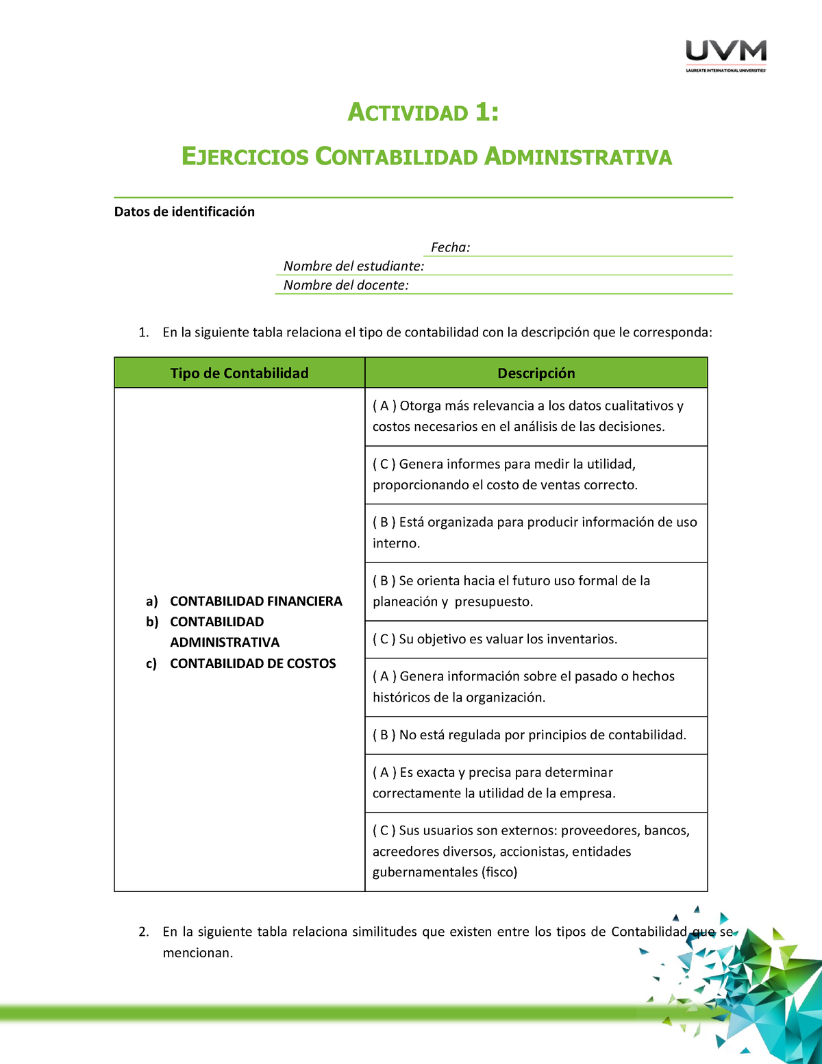 U1 Ejercicios A1 - Actividad 1 De Blackboard. - ACTIVIDAD 1: EJERCICIOS ...