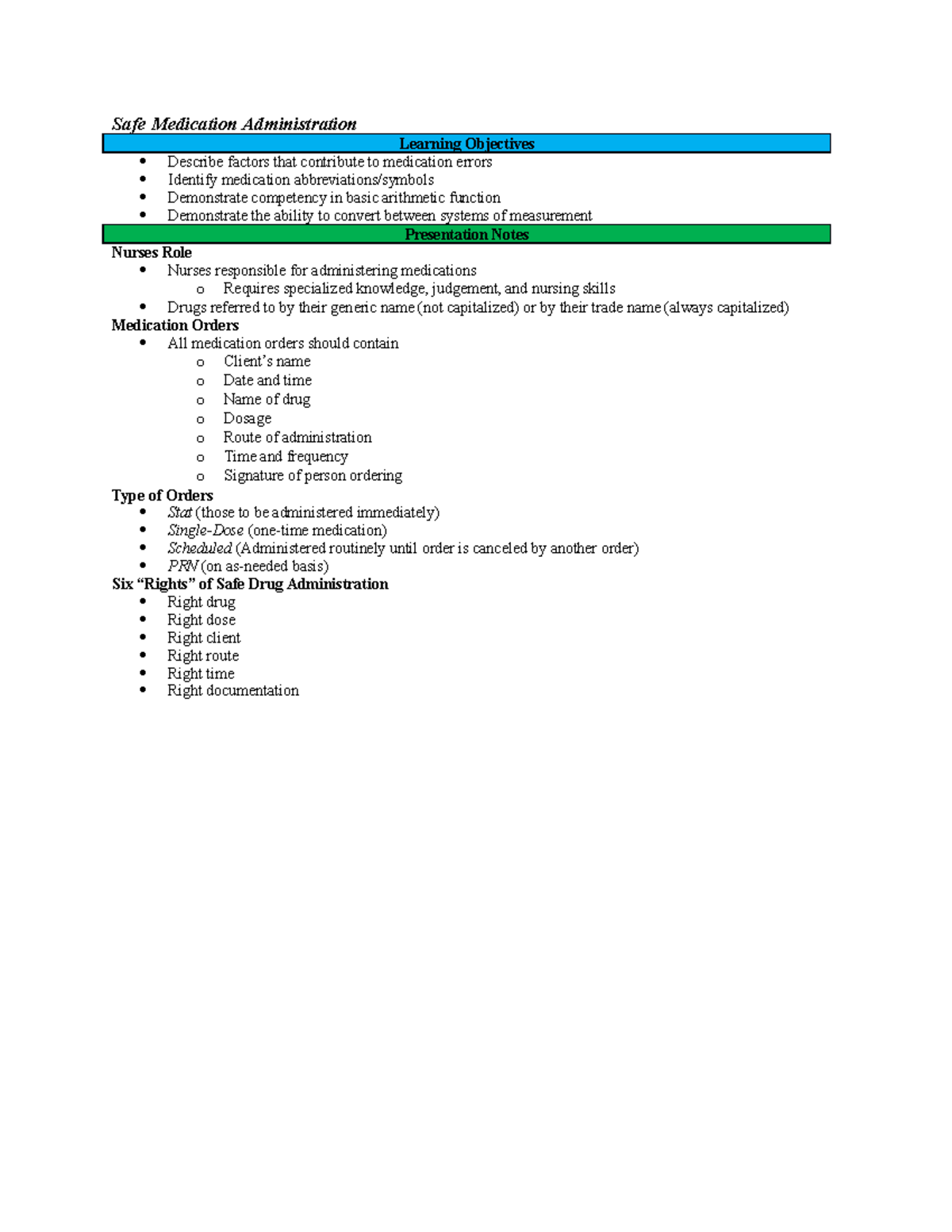 Safe Medication Administration - Safe Medication Administration ...