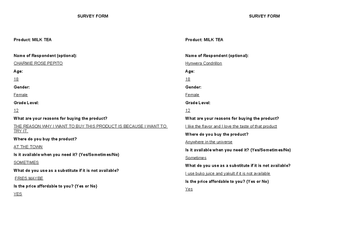 Survey FORM - Survery Form for Research Qualitative Research - SURVEY ...