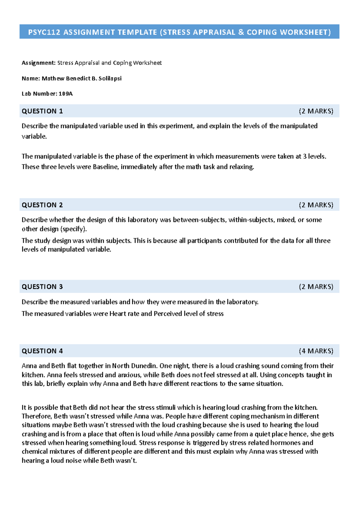 2020 PSYC112 Assignment Template - Lab 9 Stress Appraisal and Coping ...