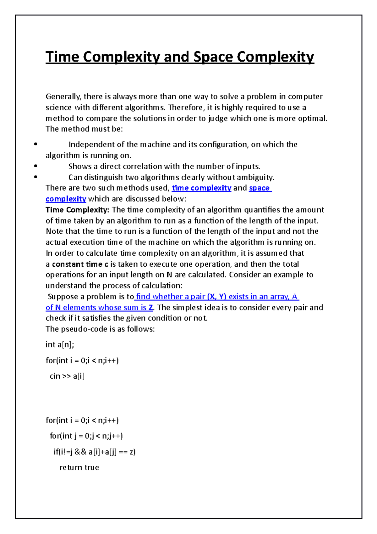 TIME AND SPACE COMPLEXITY IN ALGORITHM ANALYSIS - Time Complexity And ...