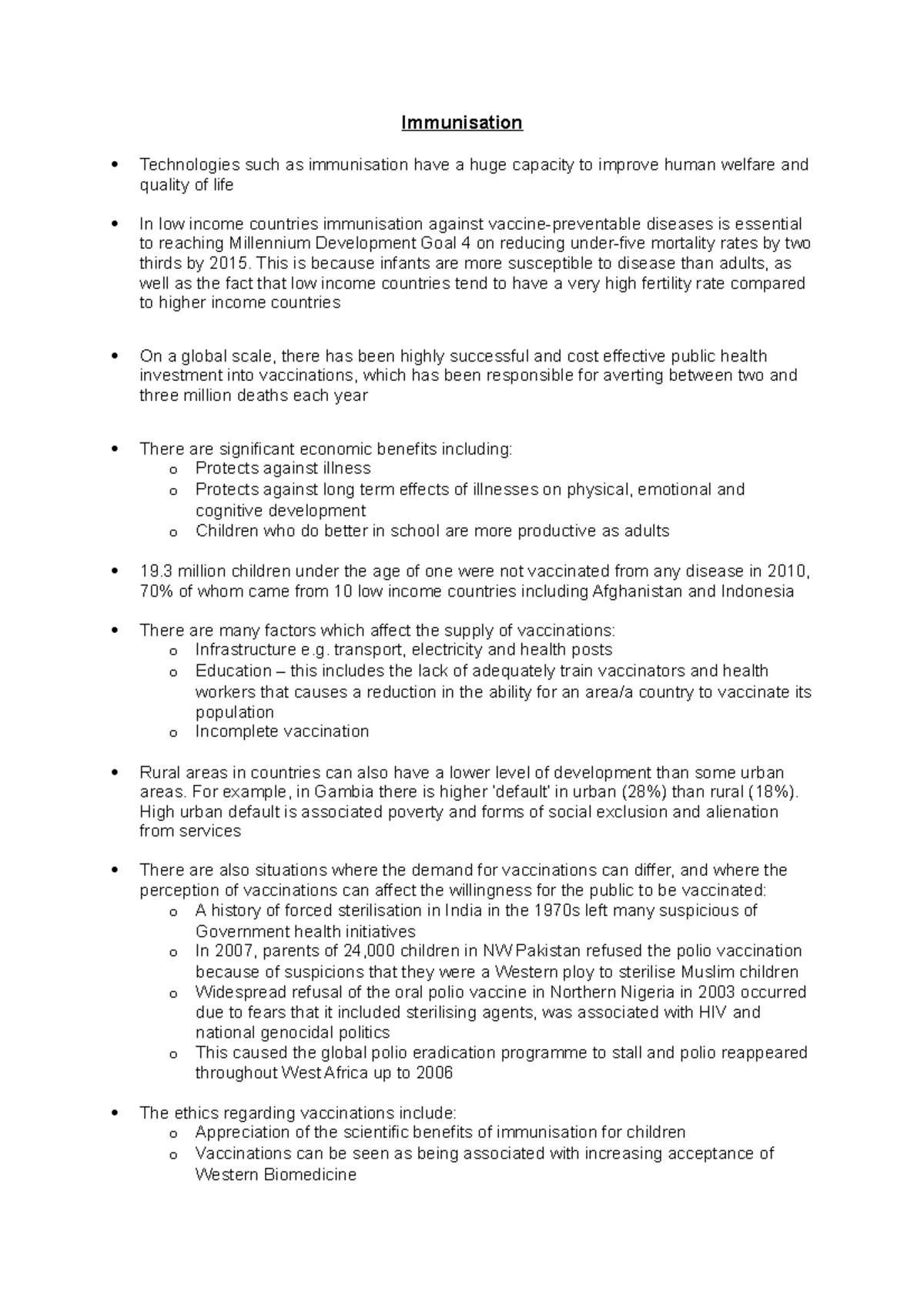 Lecture 6 notes - Immunisation - Immunisation Technologies such as ...