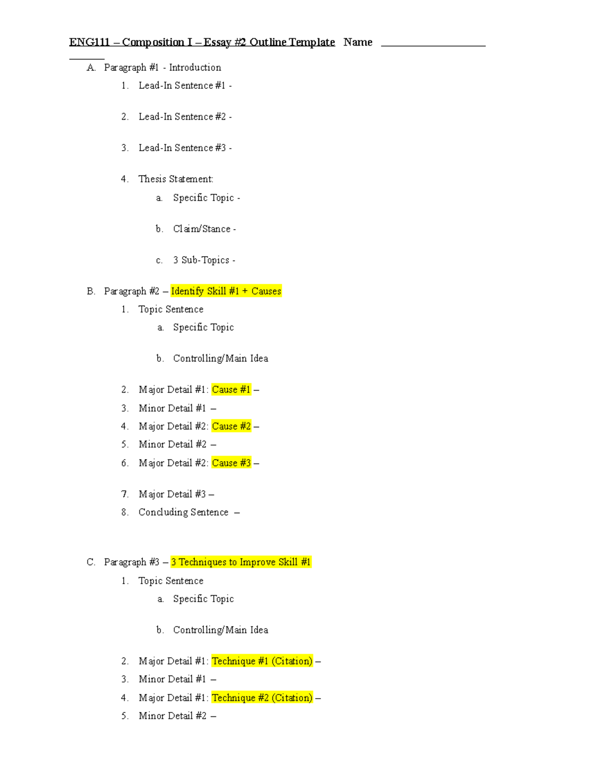 NVCC ENG111 MW - Essay 2 Digital Outline Template - ENG111 ...