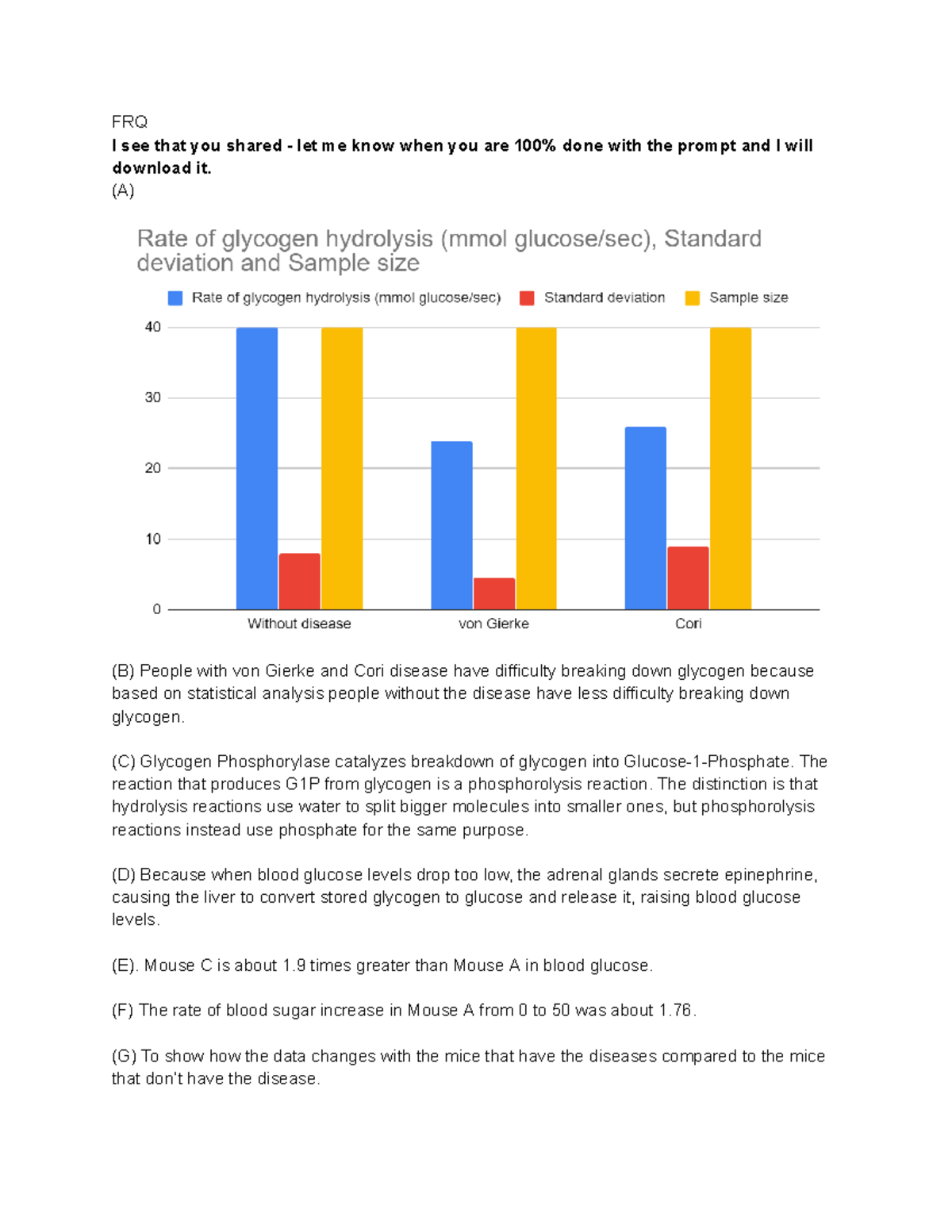 Summative 1 FRQ - Biology free response question - FRQ I see that you ...