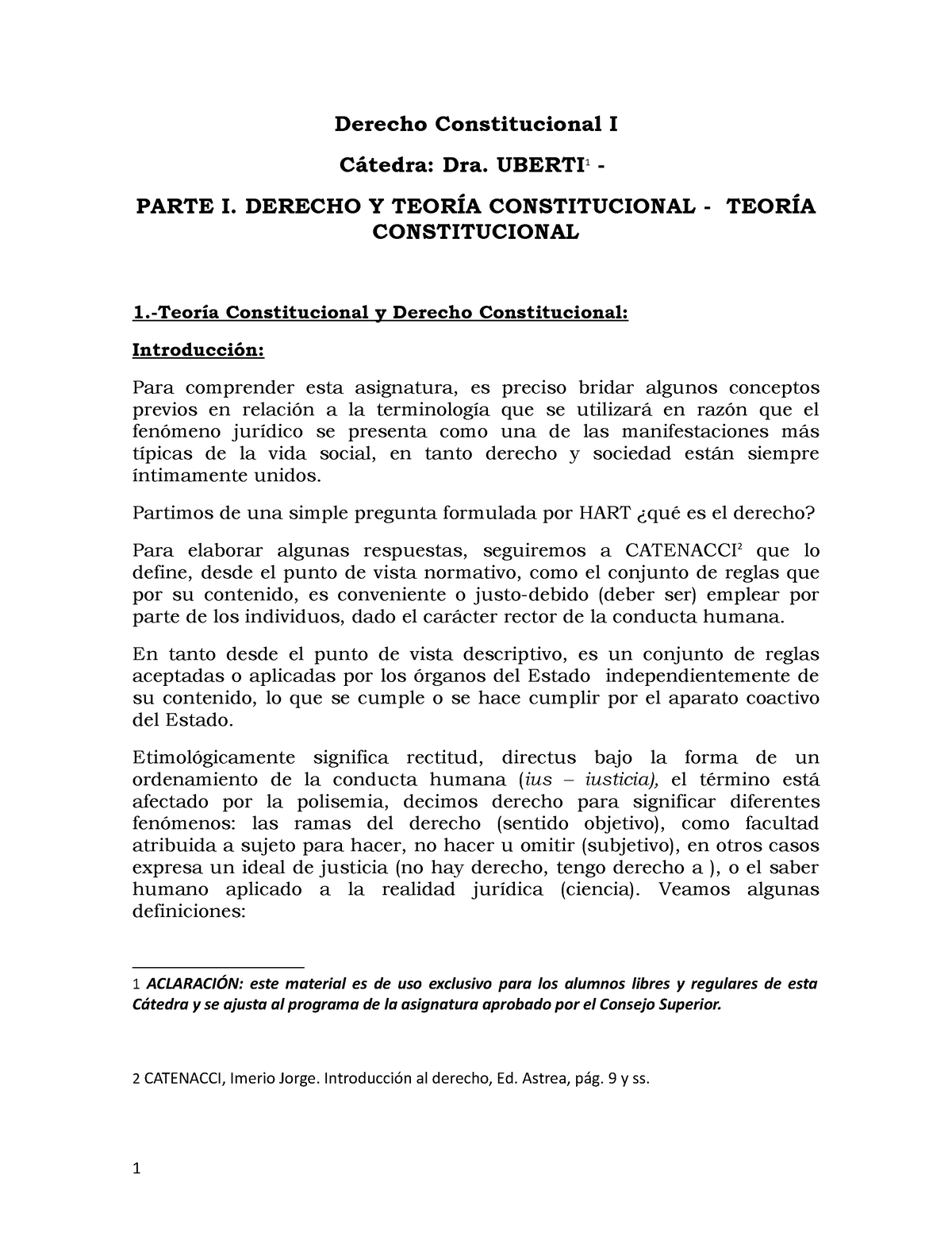 Unidad 1 Distancia Pdf - Historia - Derecho Constitucional I C·tedra ...