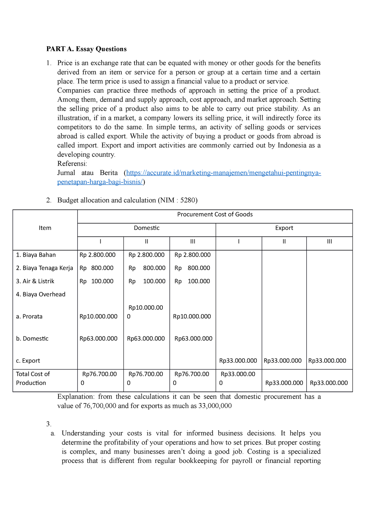 ekspor-impor-manajemen-biaya-part-a-essay-questions-price-is-an