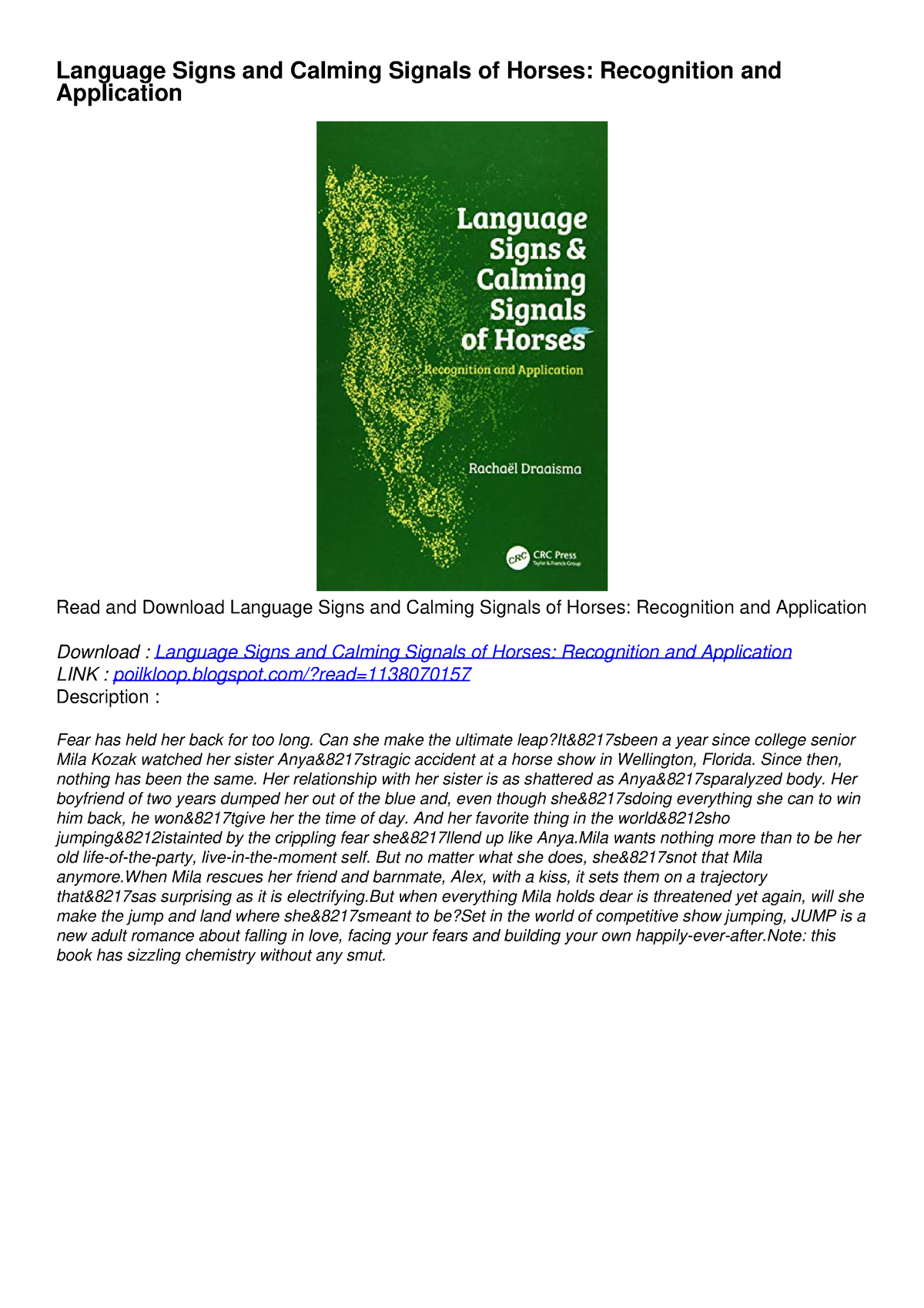 (pdf Download) Language Signs And Calming Signals Of Horses 