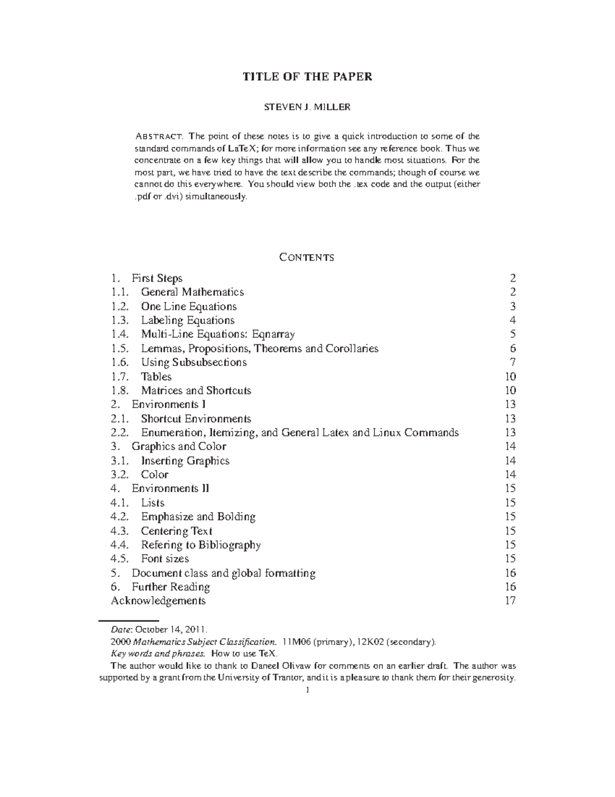 Template - Big Math - TITLE OF THE PAPER STEVEN J. MILLER ABSTRACT. The ...