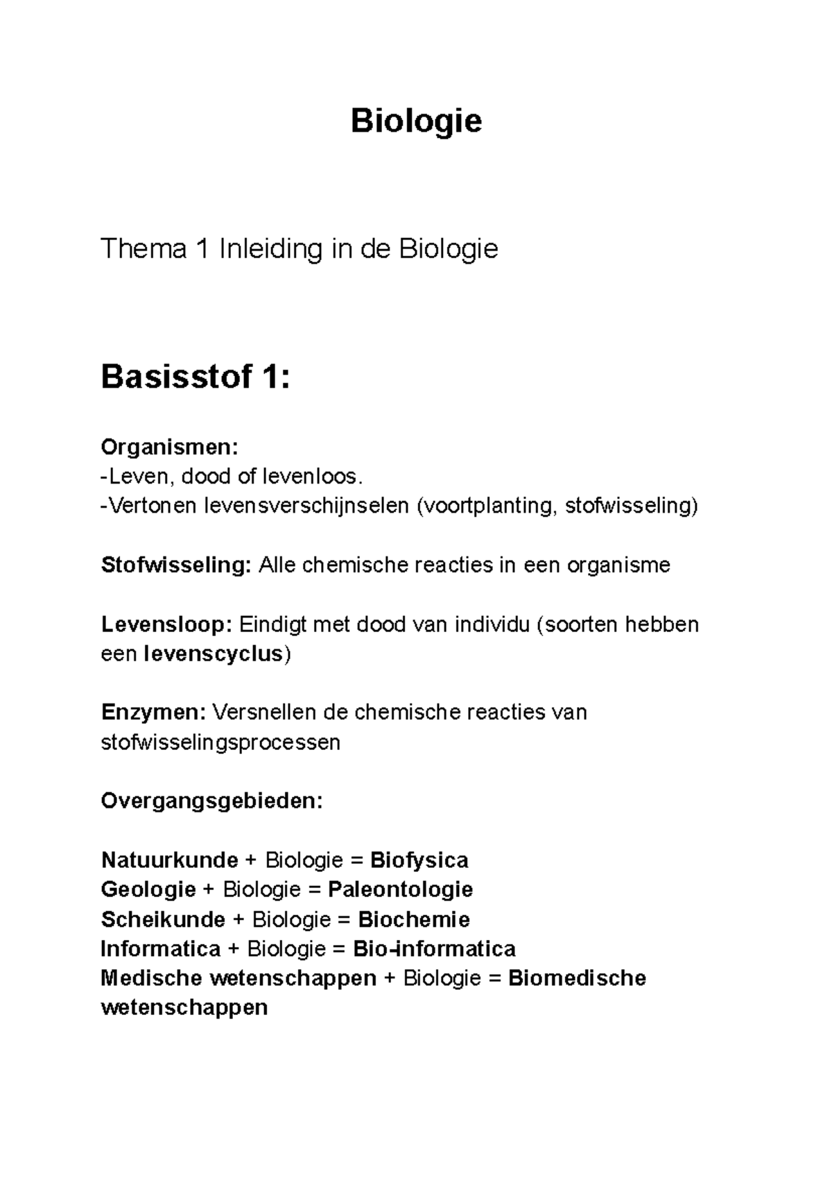 Biologie Hoofdstuk 4 - Biologie Thema 1 Inleiding In De Biologie ...