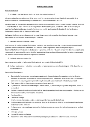 Historia Constitucional 1 Parcial Catedra 2 UNLP - RESUMEN PRIMER ...