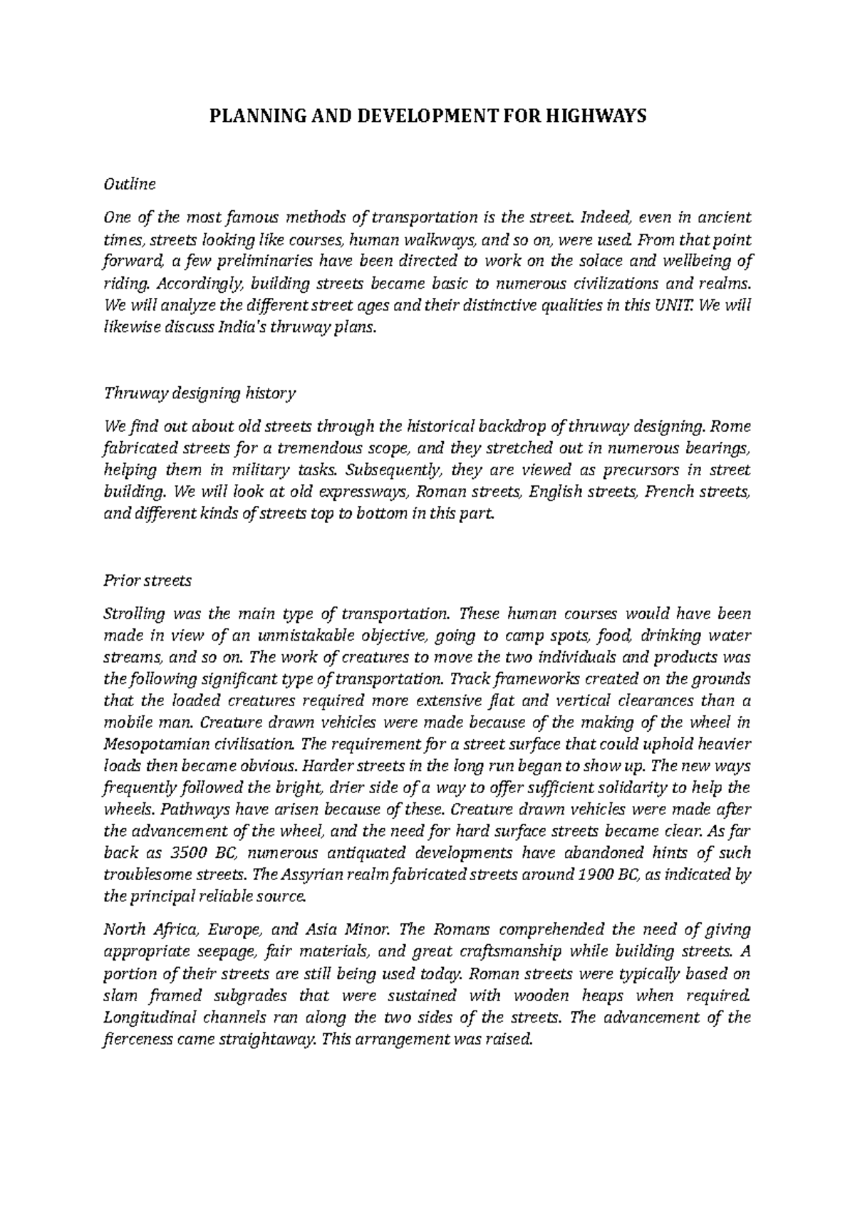 Planning AND Development FOR Highways - PLANNING AND DEVELOPMENT FOR ...