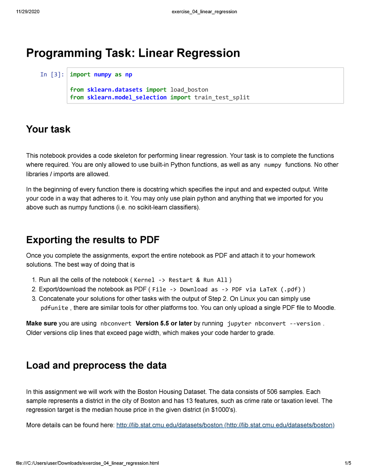 programming assignment week 2 practice lab linear regression solution