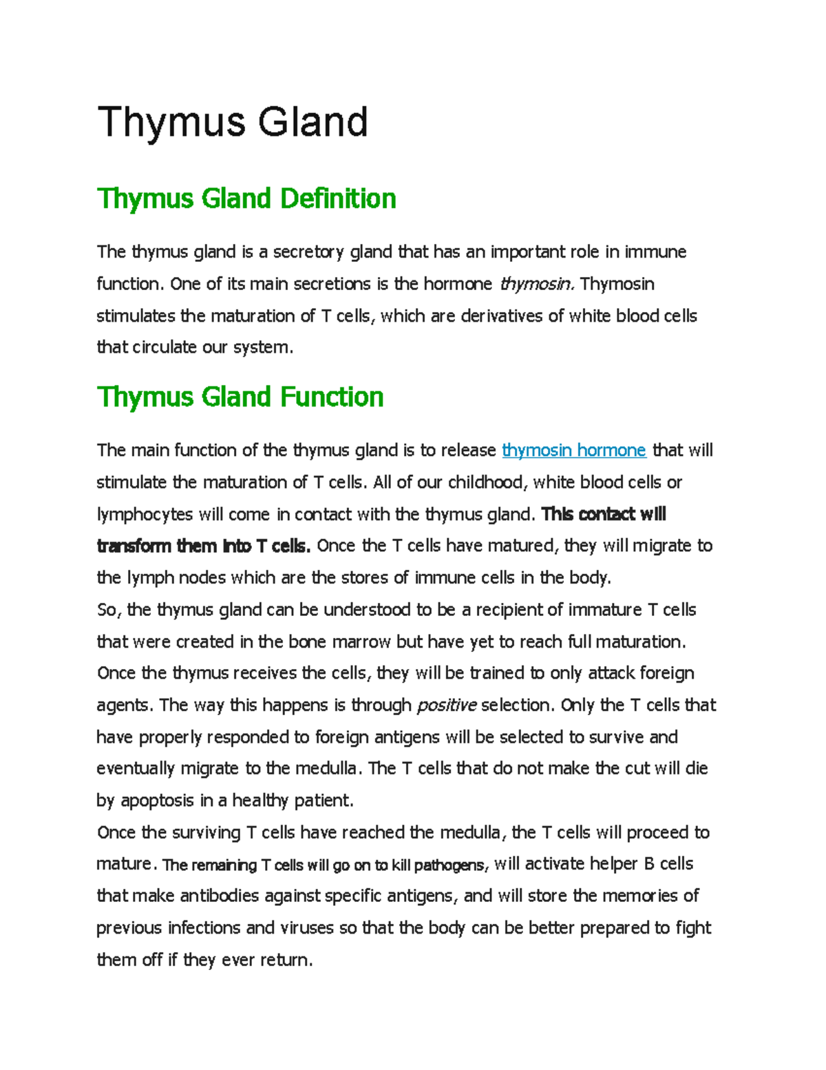 Thymus Gland Thymus Gland Thymus Gland Definition The thymus gland is