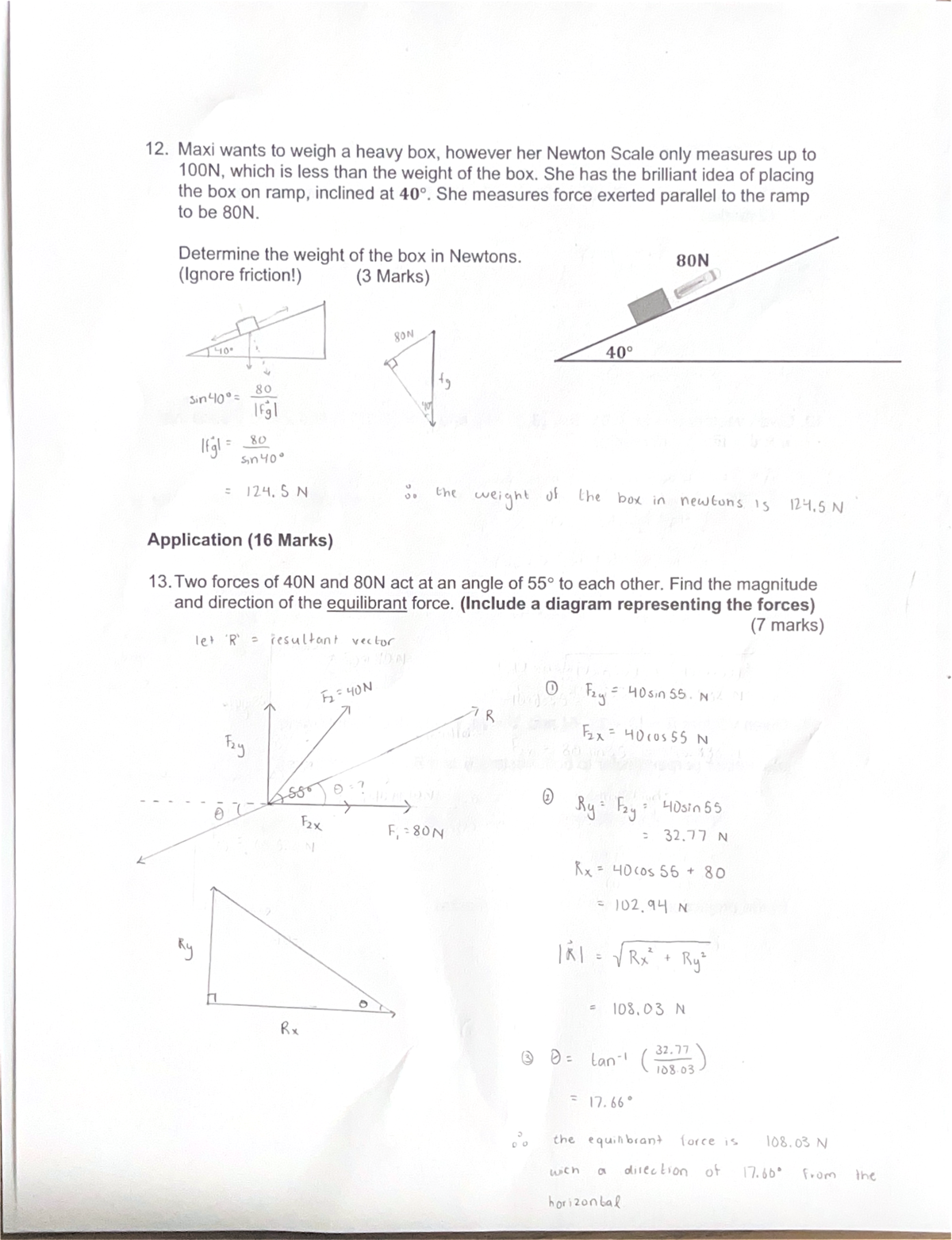 Unit Test 5 MCV4U-6 - vectors - 12. Maxi wants to weigh a heavy box ...