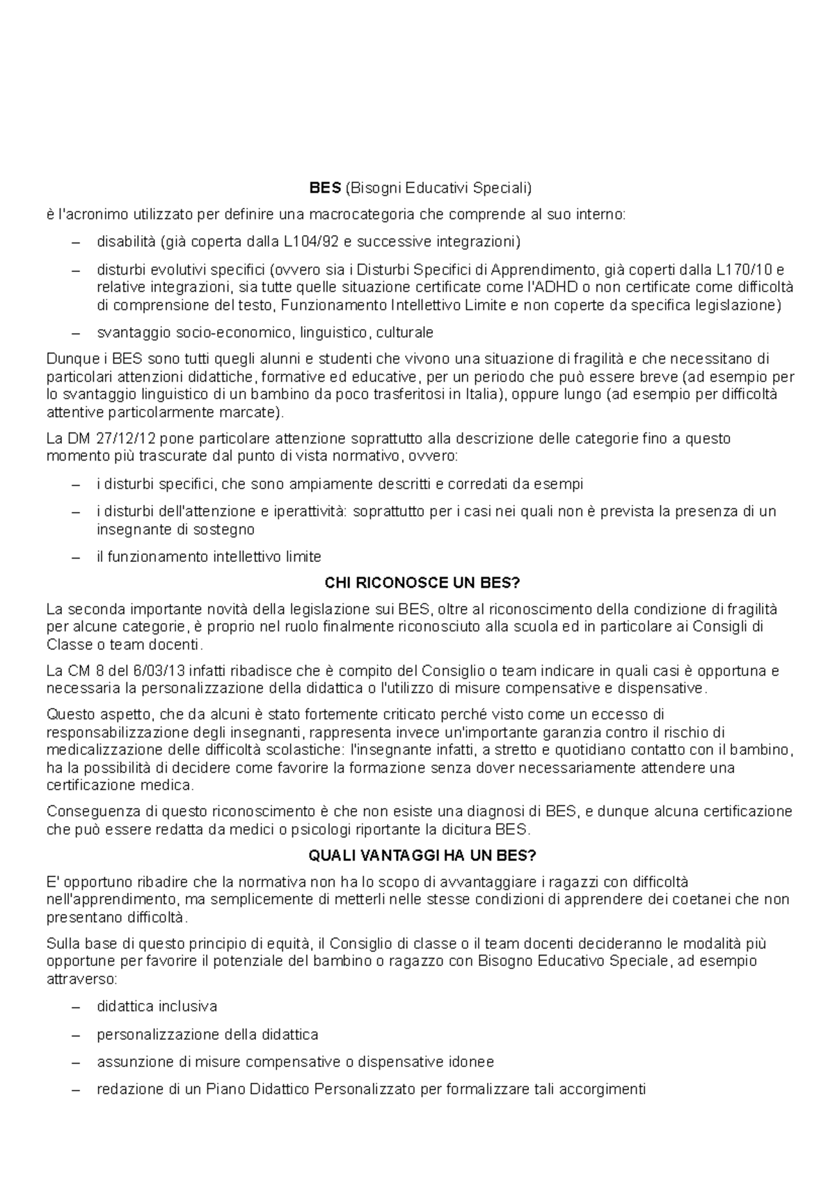 BES - bes - BES (Bisogni Educativi Speciali) è l'acronimo utilizzato ...