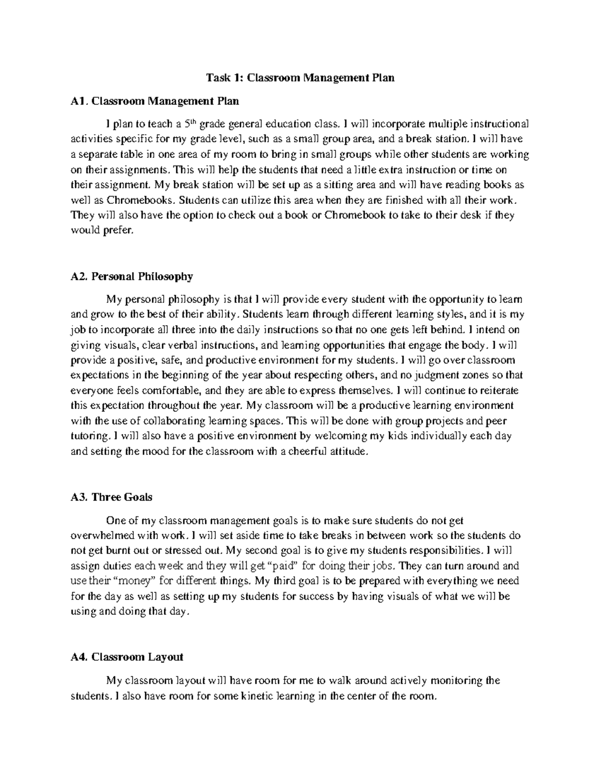 Task 1 - classroom management - Copy - Task 1: Classroom Management ...