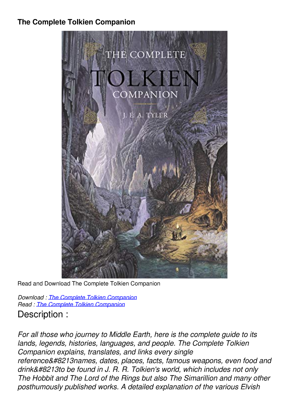 Download Book [PDF] The Complete Tolkien Companion - The Complete ...