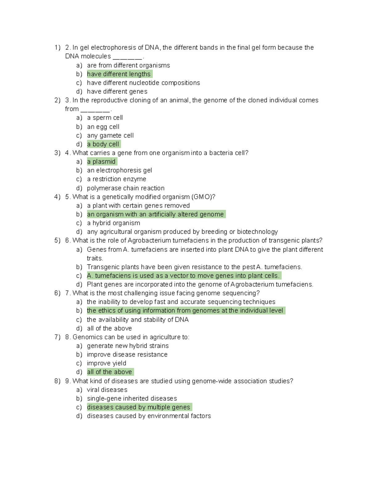 Bio Chapter 10 Quiz Answers In gel electrophoresis of DNA, the