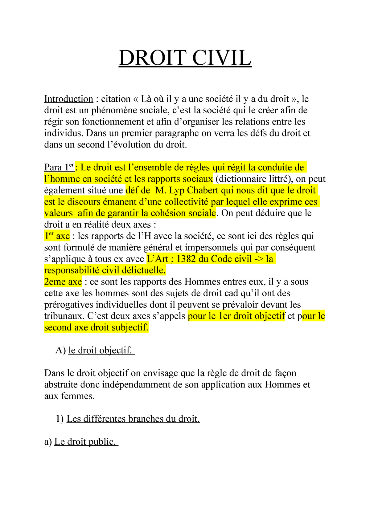 Intro Au Droit Civil Cours Droit Civil Introduction Citation La Ou Il Y A Une Societe Il Y A Studocu
