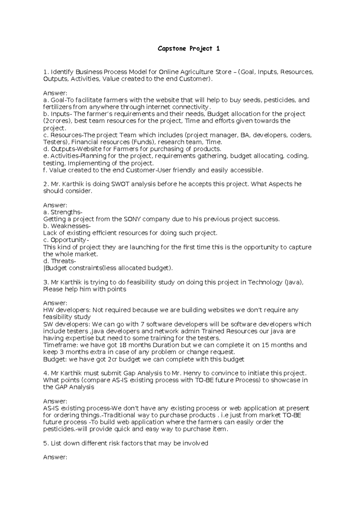 capstone project 1 - Capstone Project 1 Identify Business Process Model ...