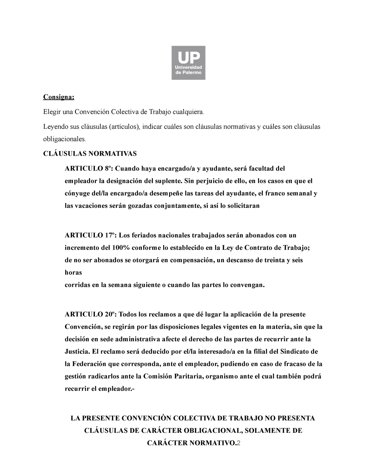 TP Derecho B - N° 2 - Apuntes - Consigna: Elegir Una Convención ...