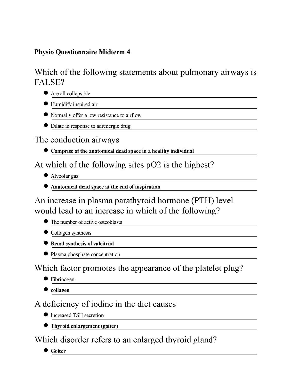 Physiology Exam Questions - Studocu