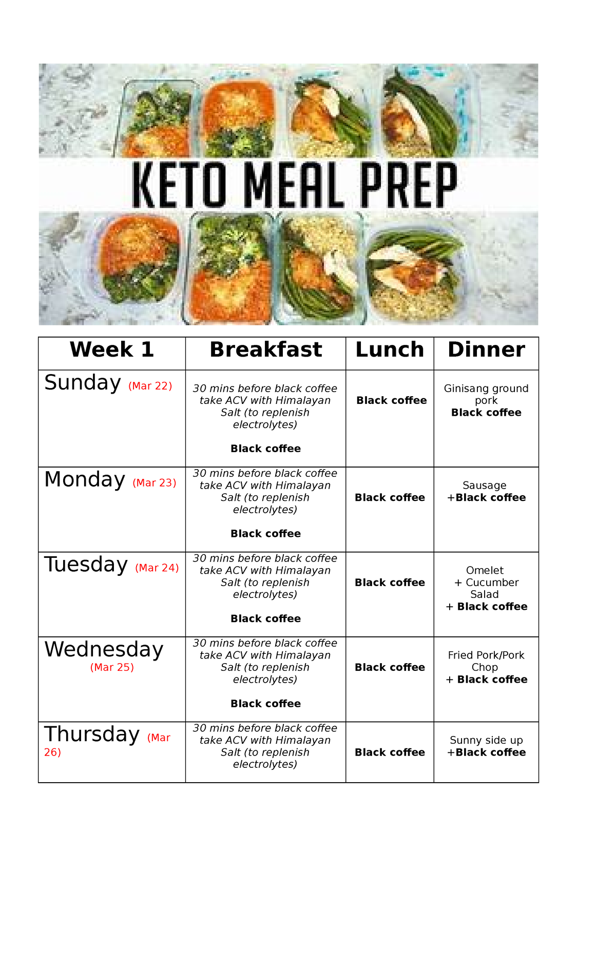 Meal plan keto proper - Communication - Studocu