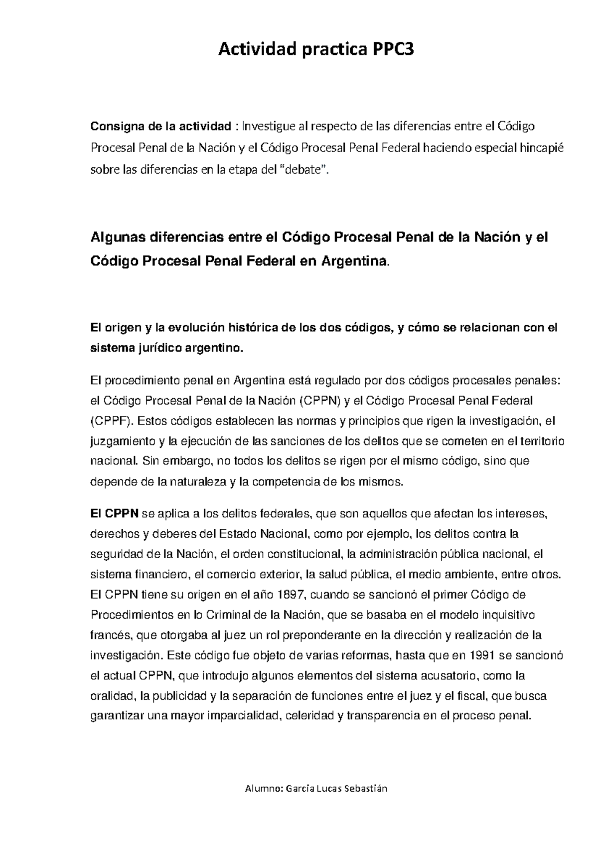 PPC3 - Procesal Penal de la Nación y el Código Procesal Penal Federal ...