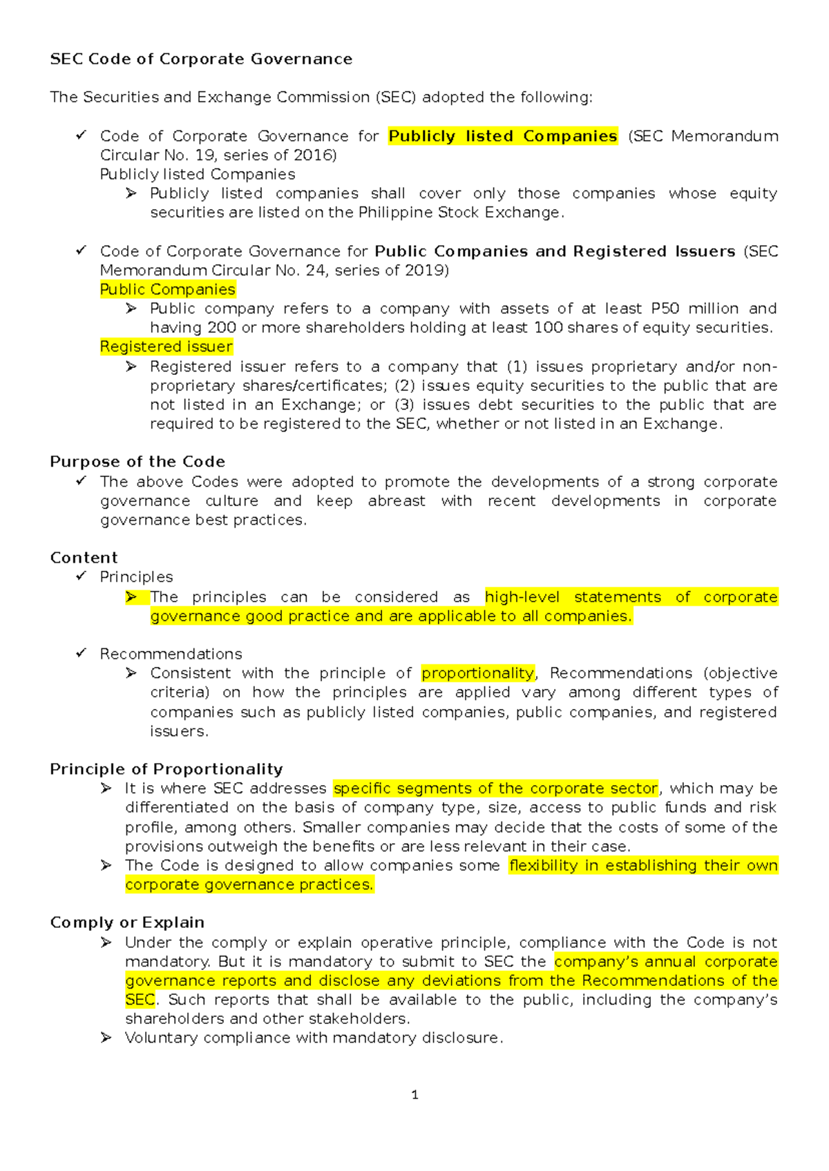 SEC Code of Corporate Governance part 1 2 - SEC Code of Corporate ...