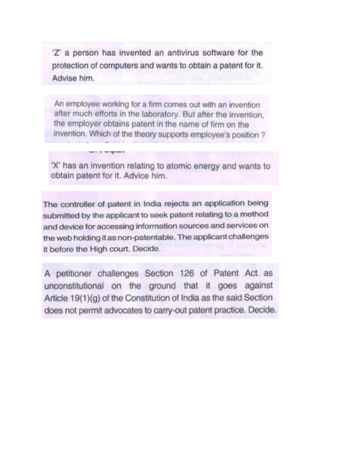 Ipr problems - OPT-III: Intellectual Property Rights-I - Studocu