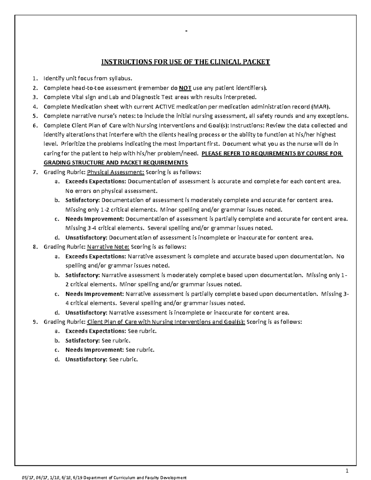 11-19 clinical - 1 INSTRUCTIONS FOR USE OF THE CLINICAL PACKET Identify ...