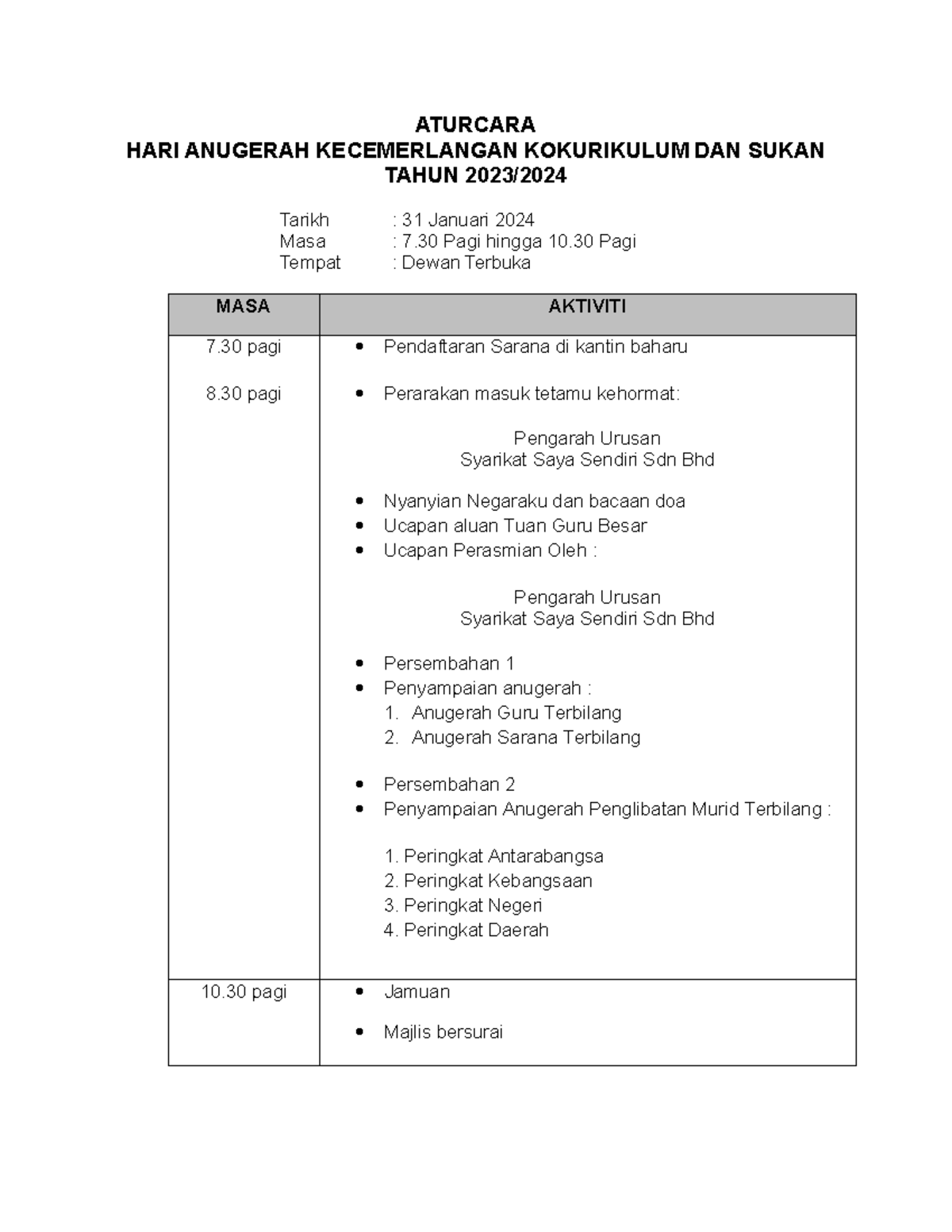 Aturcara HAK KOKO Sukan 2023 d - ATURCARA HARI ANUGERAH KECEMERLANGAN ...