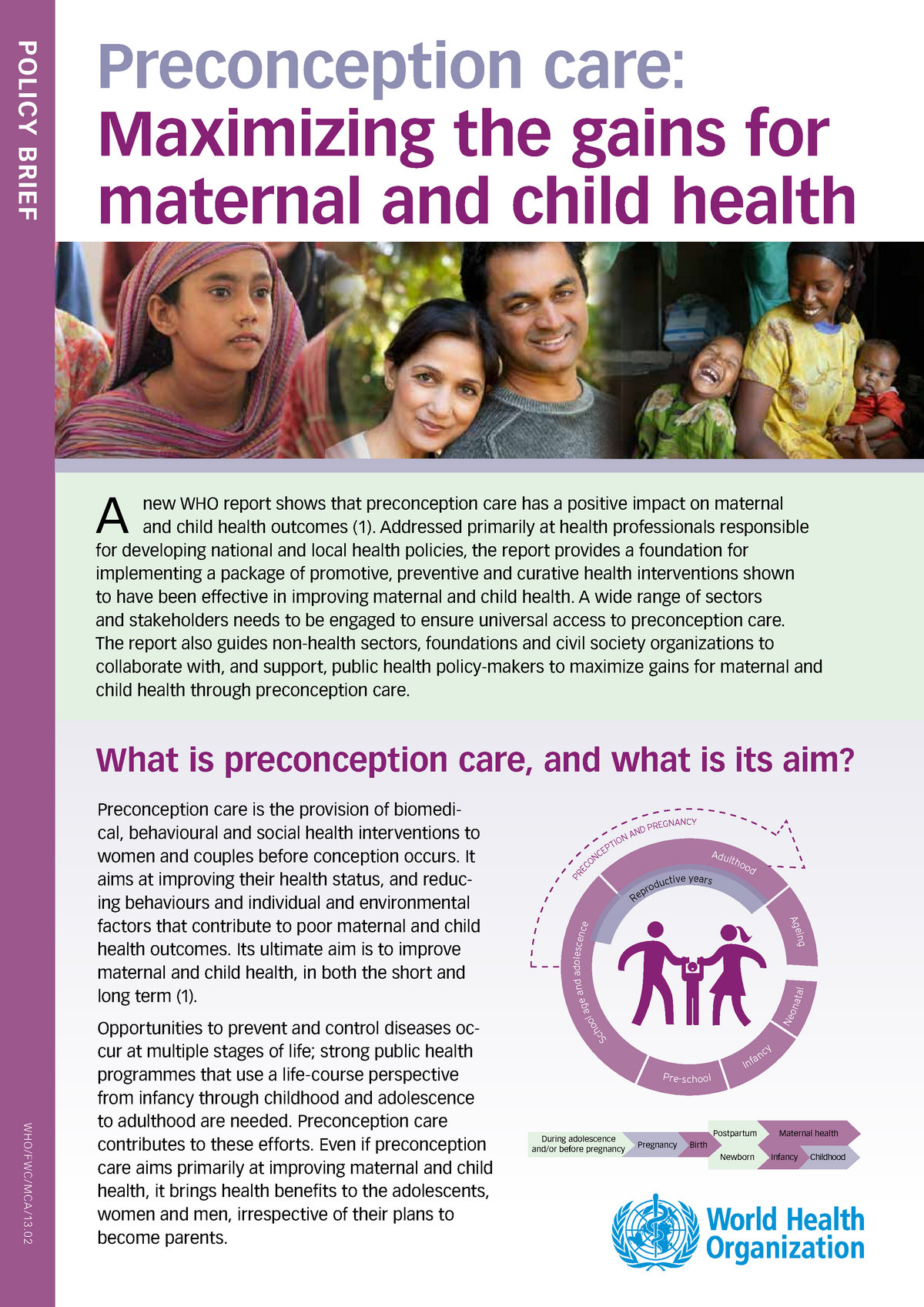 Preconception Care - Lecture Notes 1 - POLICY BRIEF WHO/FWC/MCA/13. PR ...