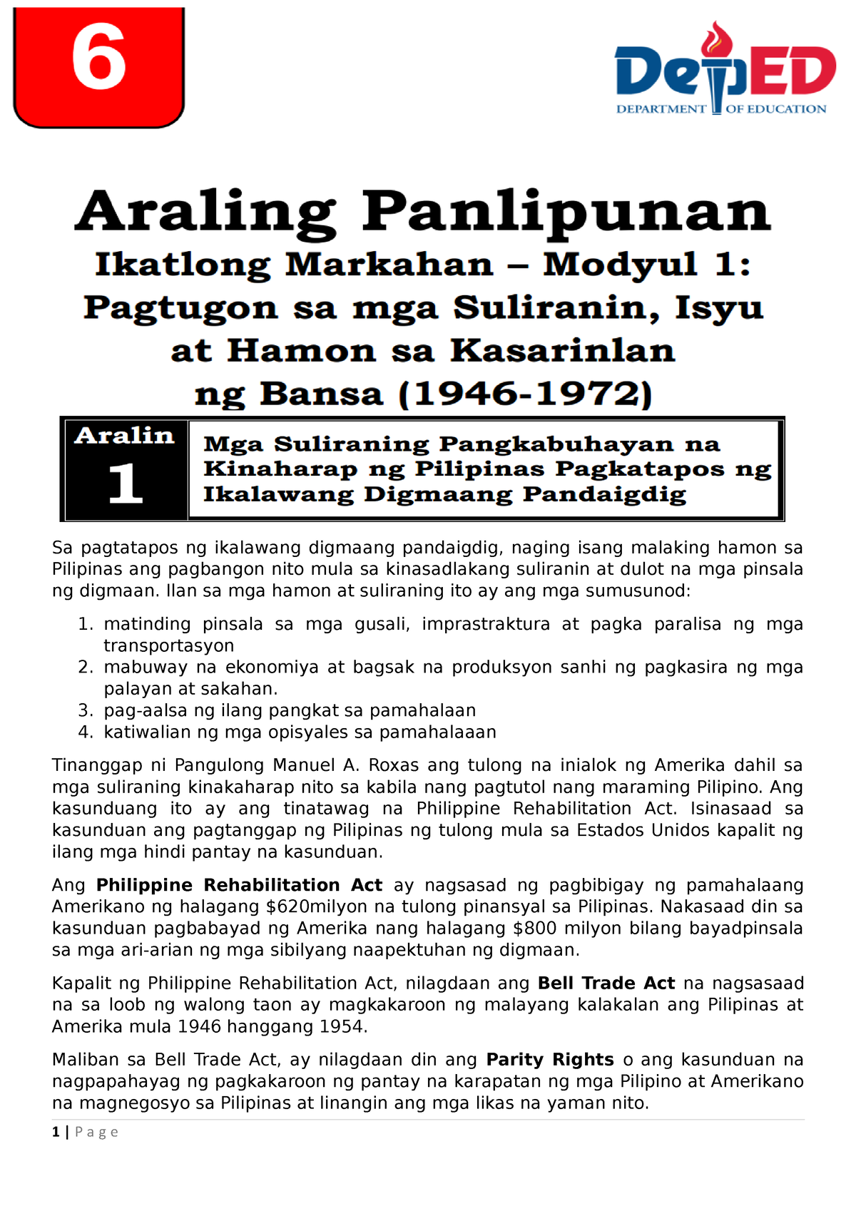 AP Q3 Module 1 Araling Panlipunan Sa Pagtatapos Ng Ikalawang   Thumb 1200 1698 