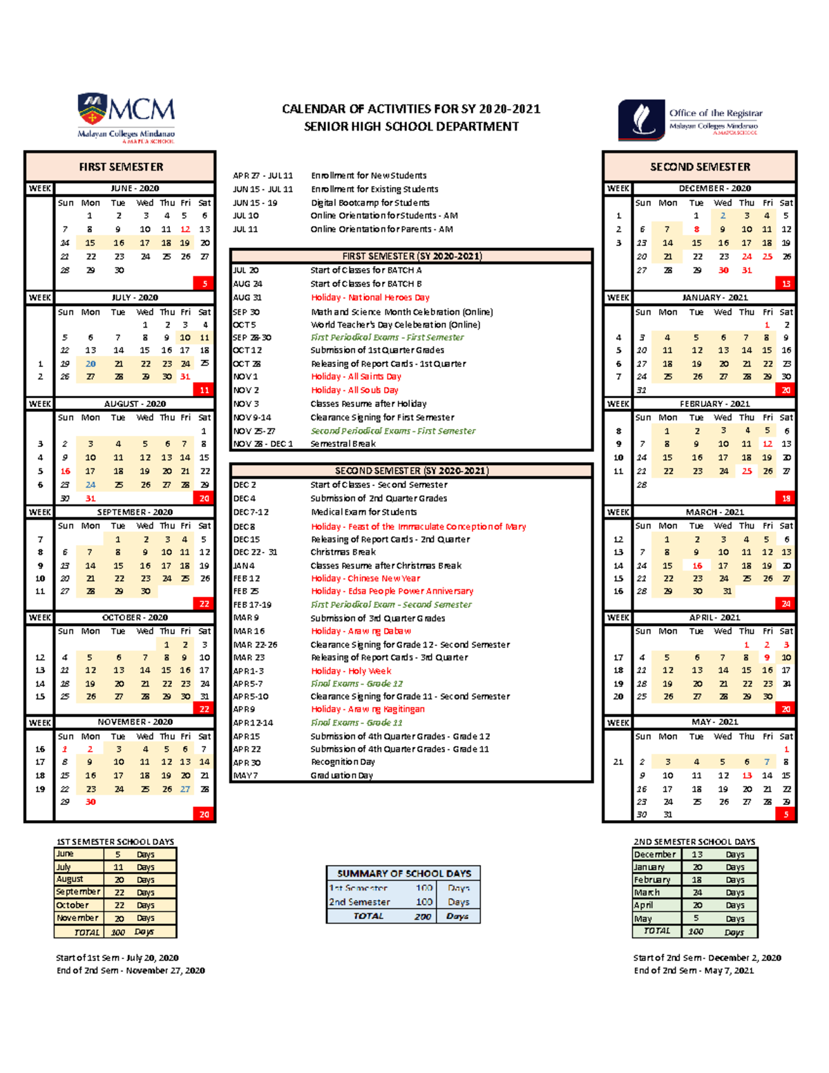 2020SeniorHighCalendar 2 Interim Guidelines on Subject Offering