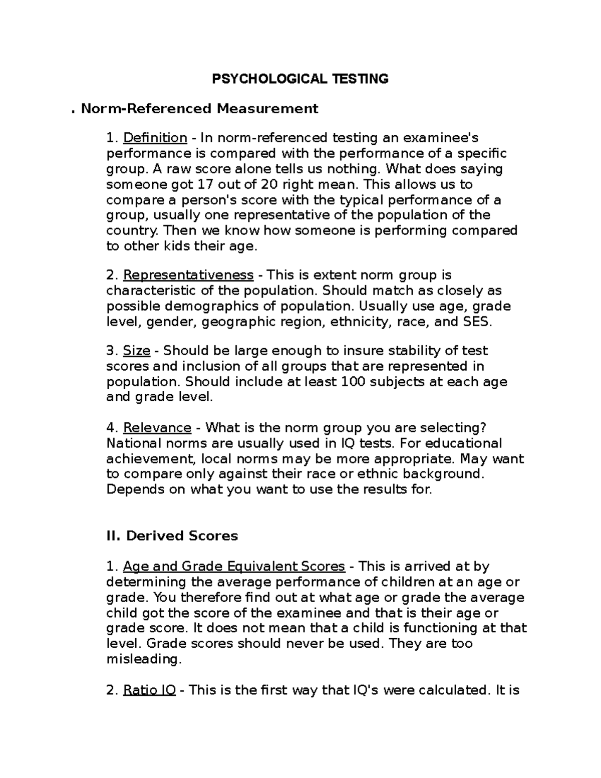 Psychological Testing PSYCHOLOGICAL TESTING . NormReferenced