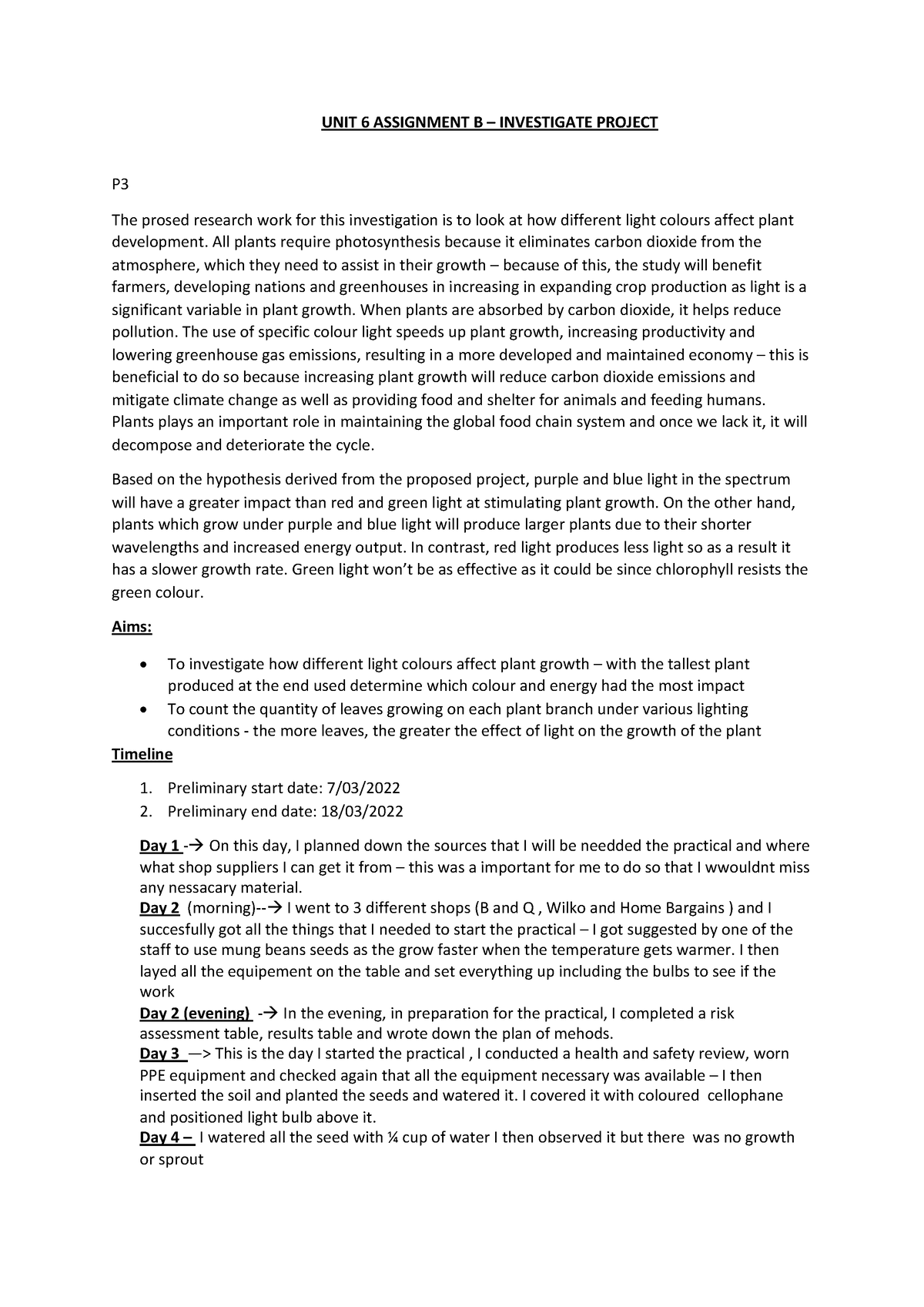 UNIT 6B - Biomed - UNIT 6 ASSIGNMENT B – INVESTIGATE PROJECT P The ...