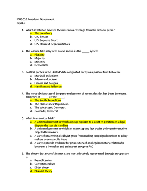 Quiz 6 - Quiz 6 - POS-110 American Government Quiz 6 The Primary ...