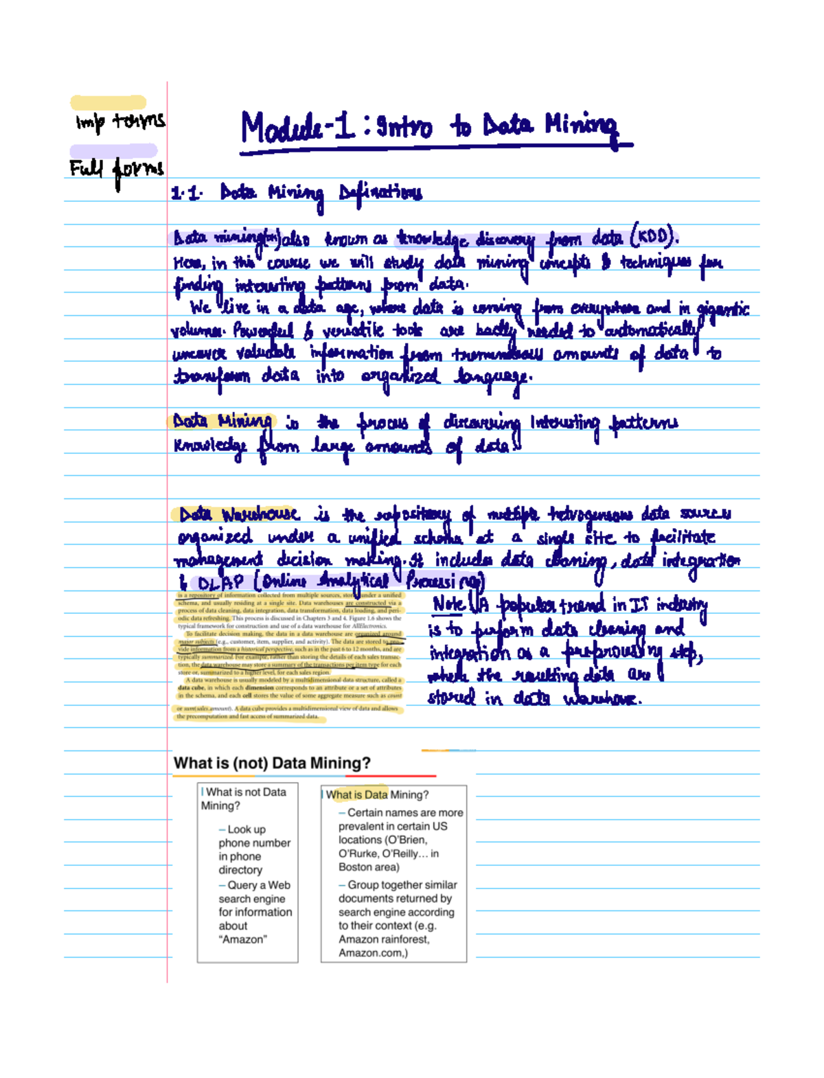 DM Notes - mp tums Module 11 sn otoDataMining all forms 1 1 Data Mining ...