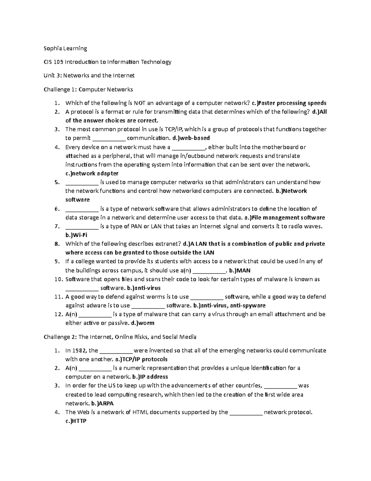 Introduction To Information Technology Unit 3 Challenge Questions ...