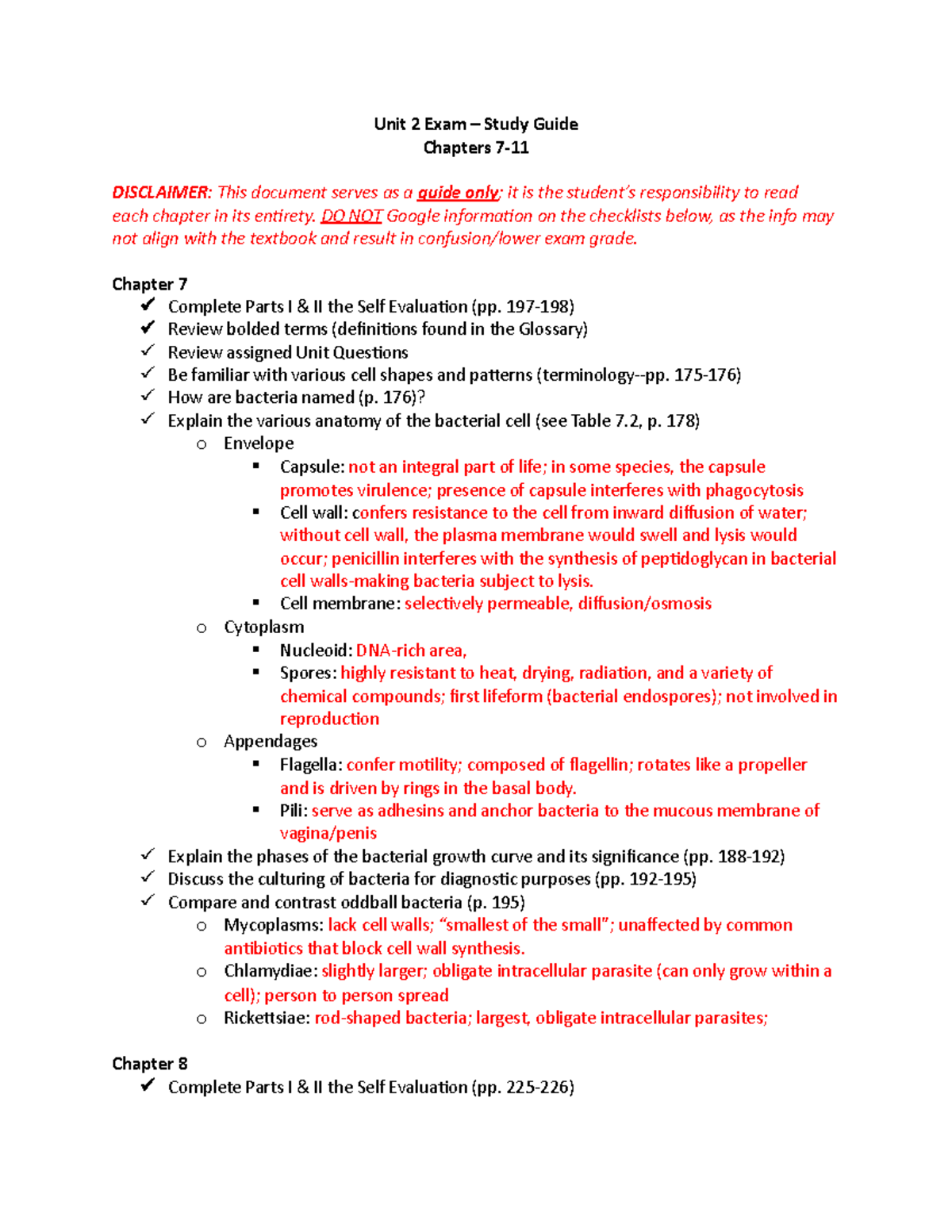 Unit 2 Exam - Study Guide - Unit 2 Exam – Study Guide Chapters 7 ...
